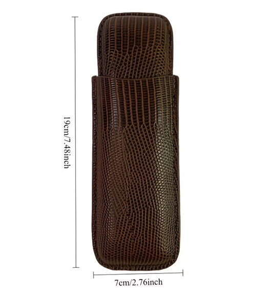 Etuis Cigare Simili Cuir Marron 2 Cigares