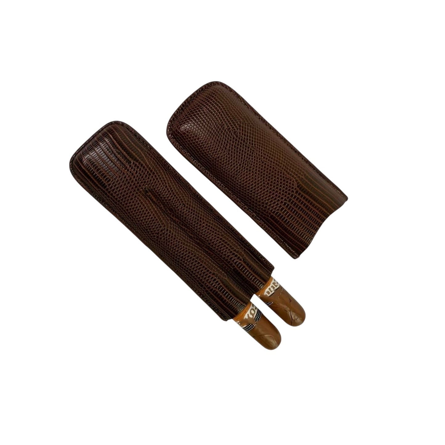 Etuis Cigare Simili Cuir Marron 2 Cigares