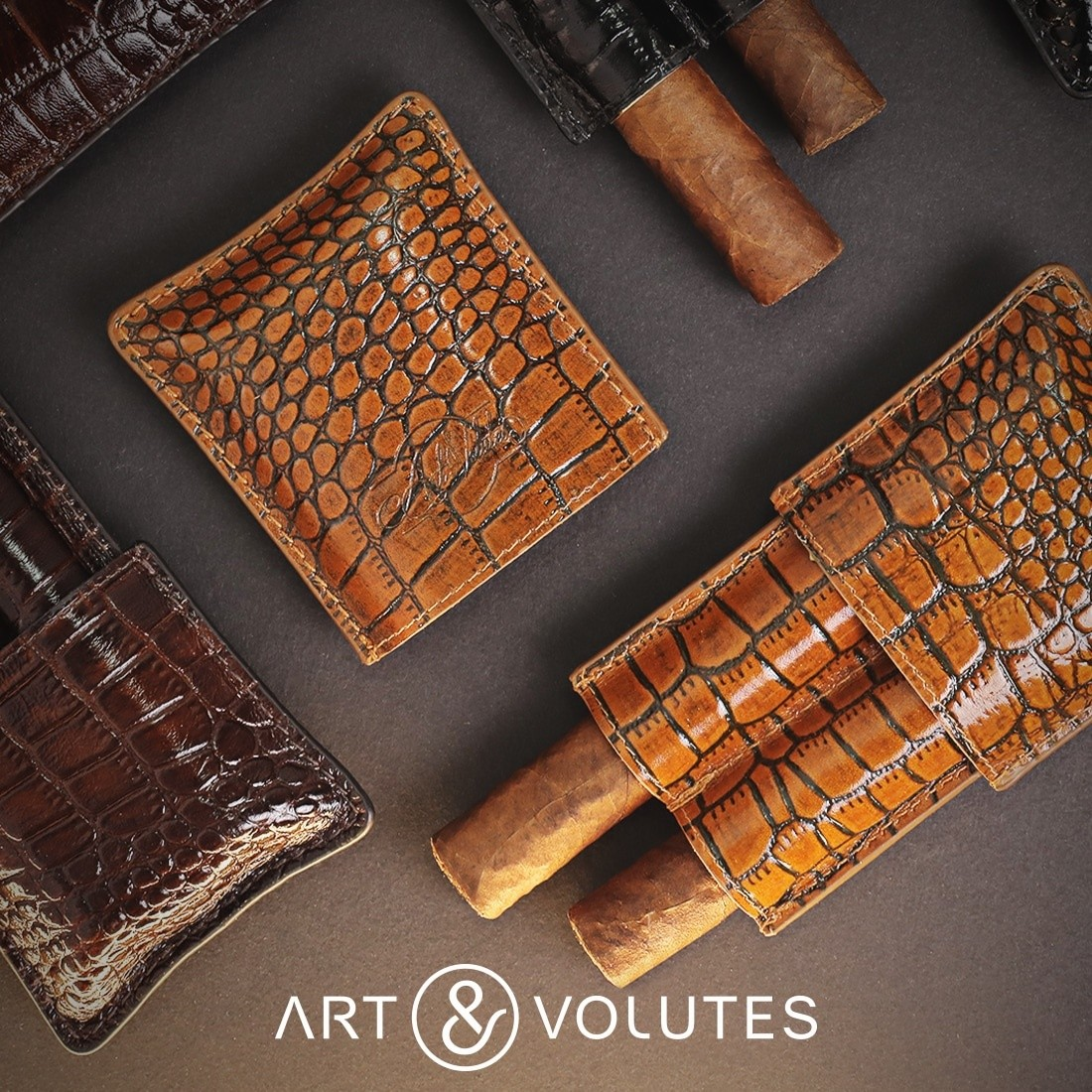 Etui A Cigare Double Art Et Volute Croco (32158/32156)